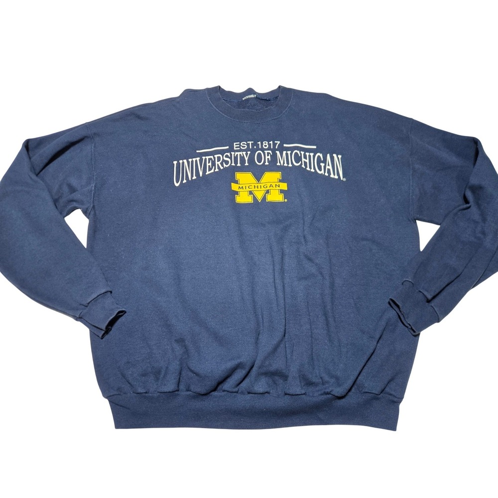 University of Michigan Navy Blue Crewneck Sweatshirt Wolverines Mens 3XL